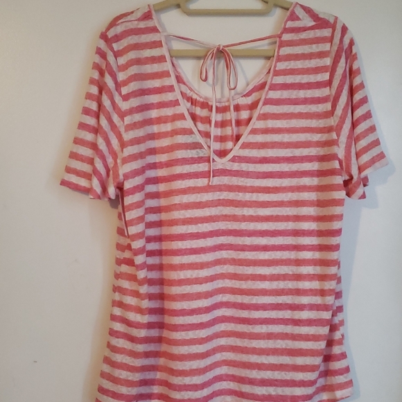 Bobeau Women's plus Stripped Belle Sleeve Top - Picture 2 of 5